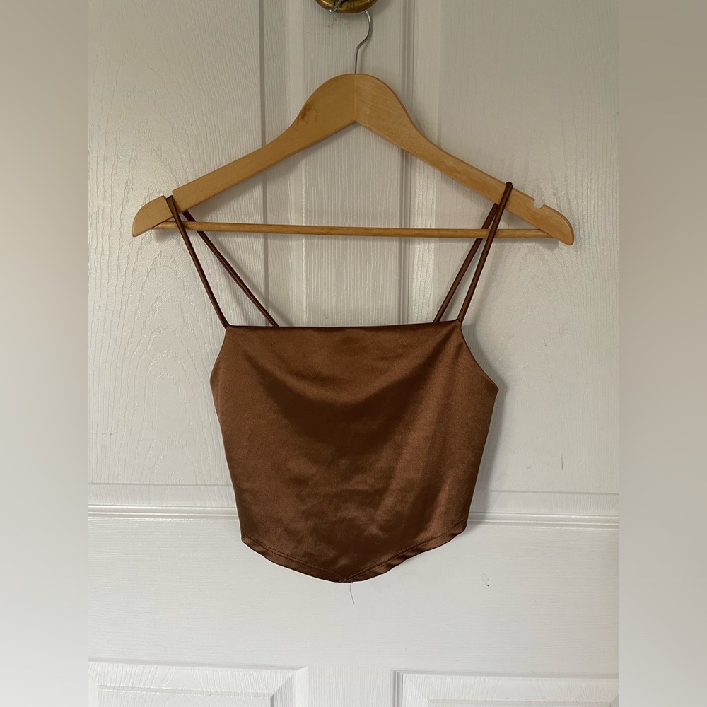 ECLIPSE satin tie back crop tank